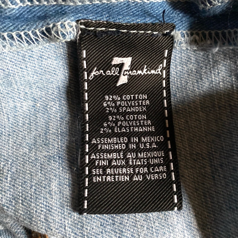 7 For All Mankind Blue Mini Denim Dress with Bow Detail - Picture 7 of 13